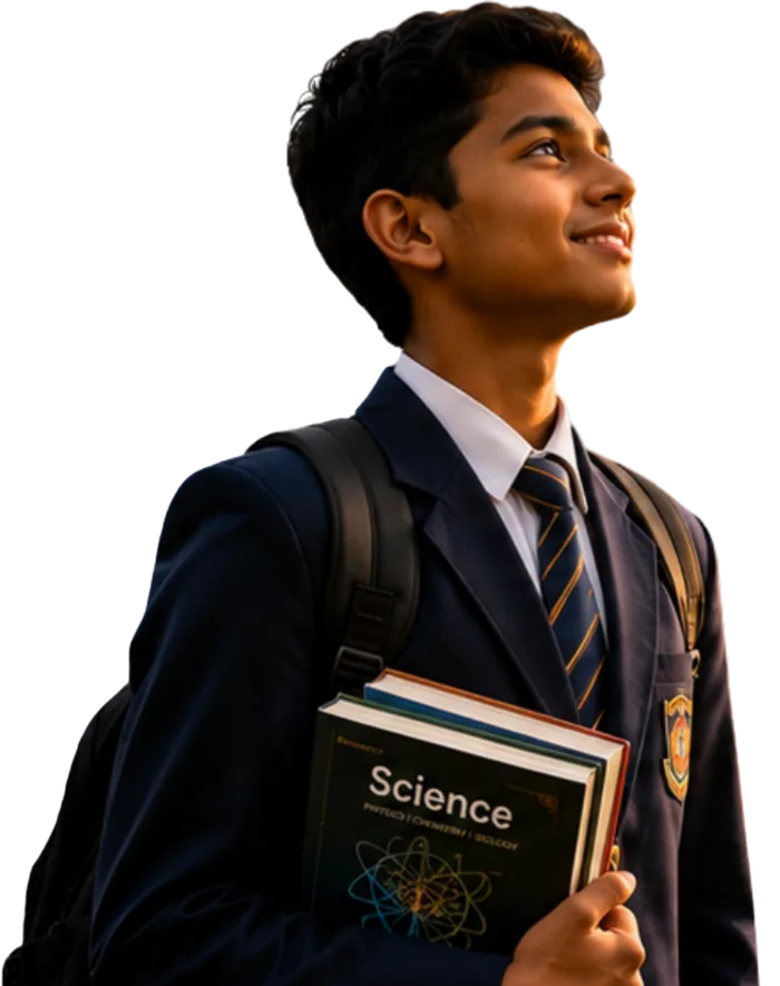 A Bench Ready student with his books
